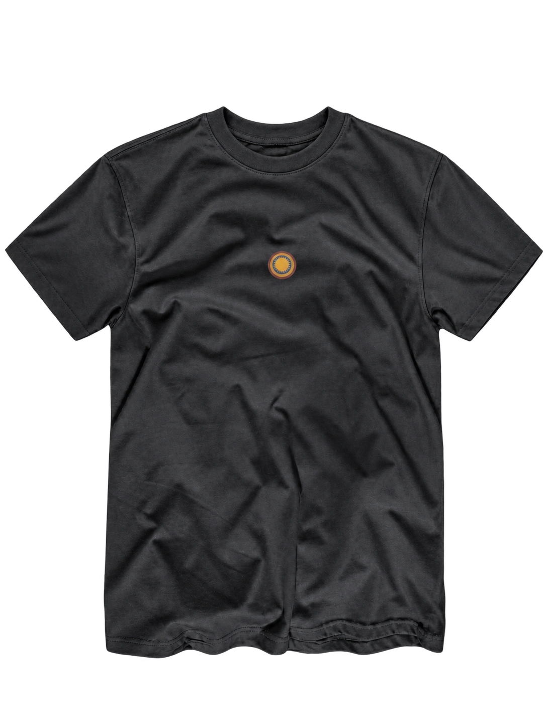 Black NOSTERA T-shirt with the sun motif, isolated on a transparent background